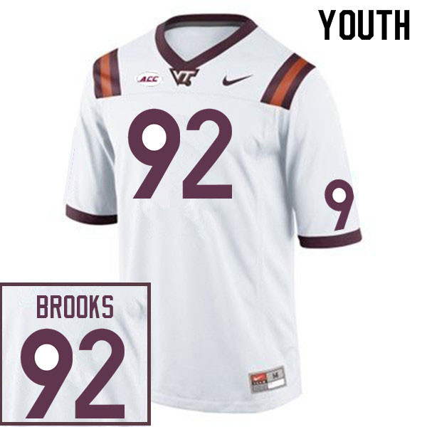 Youth #92 Sam Brooks Virginia Tech Hokies College Football Jerseys Sale-White